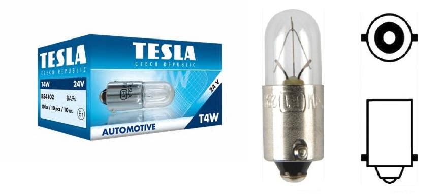 Лампа накаливания T4W 24V 4W (B54102) Tesla B54102