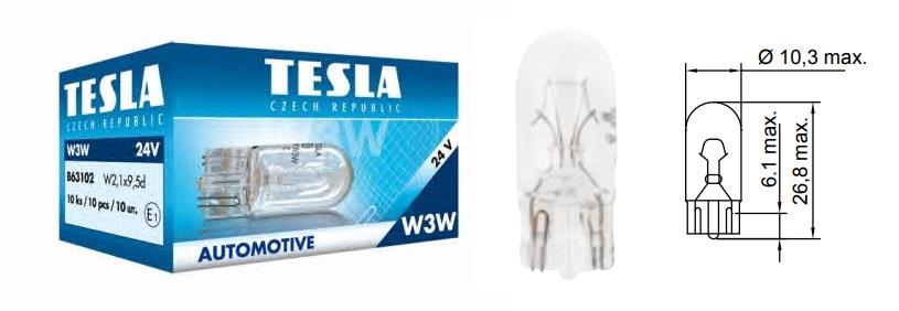 Лампа накаливания W3W 24V 3W (B63102) Tesla B63102