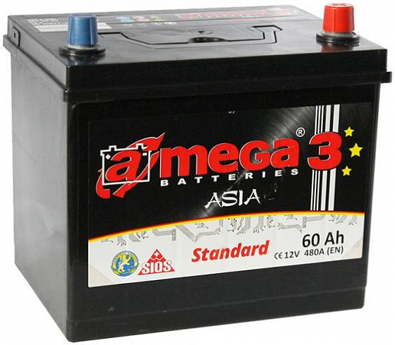 Аккумулятор A-mega Standard Asia (60 A/h), 480A R+