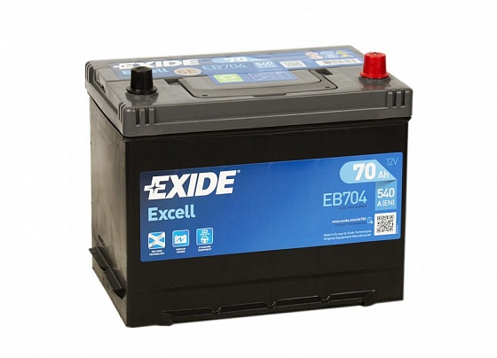 Аккумулятор Exide Excell EB704 (70 A/h), 540A R+ JIS