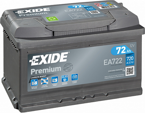 Аккумулятор Exide Premium EA722 (72 A/h), 722A R+
