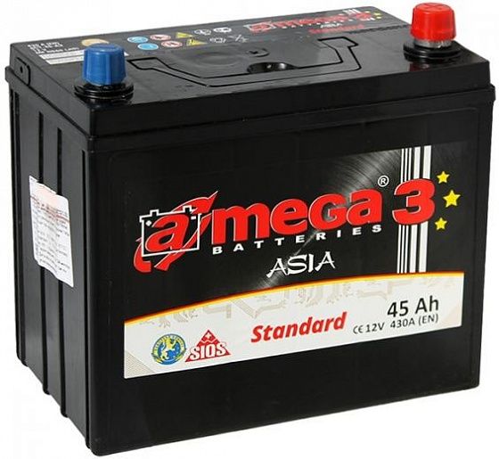 Аккумулятор A-mega Standard Asia (45 А/ч), 430A L+